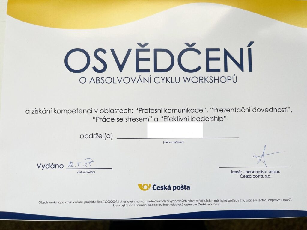 Workshop České pošty - Střední škola informatiky, poštovnictví a finančnictví Brno